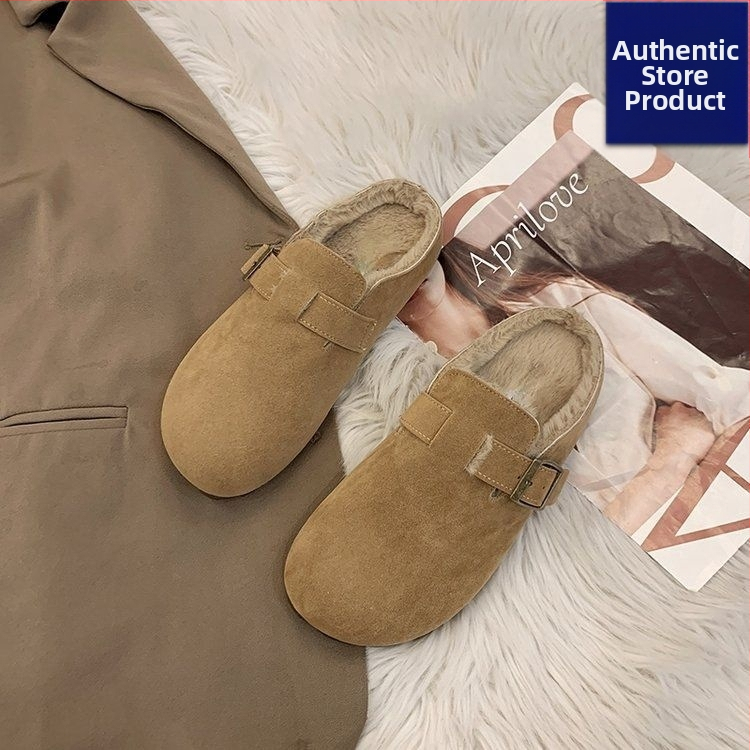 Birkenstock-inšpirované zimné bavlnené papuče, vrchný materiál: syntetická PU, vnútorný materiál: syntetický krátky plyš, podrážka: guma, slip-on, okrúhla špička, udržiava teplo, každodenné nosenie
