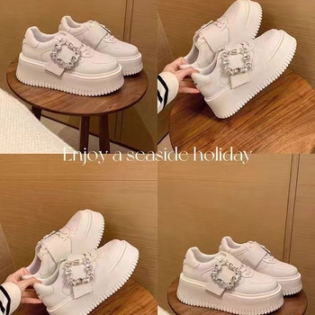 Ženske svakodnevne tenisice s gornjim dijelom od mikrovlakna, zatvarač na Velcro, debela platforma, niski gležanj (visina peta 6–8 cm)