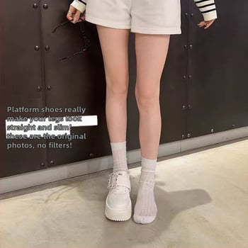 Ženske svakodnevne tenisice s gornjim dijelom od mikrovlakna, zatvarač na Velcro, debela platforma, niski gležanj (visina peta 6–8 cm)