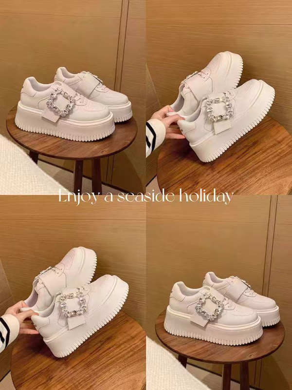 Ženske svakodnevne tenisice s gornjim dijelom od mikrovlakna, zatvarač na Velcro, debela platforma, niski gležanj (visina peta 6–8 cm)