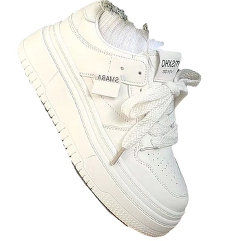 Pantofi sport femei cu talpă groasă, PU upper, talpă din cauciuc, închidere cu șireturi, vârf rotund, toamnă 2023