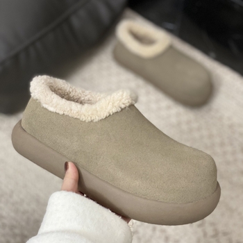Sieviešu ziemas slip-on zābaki ar vilnas iekšpusi, ūdensdroši, pretslīdešana, ar bieza gumijas zoli
