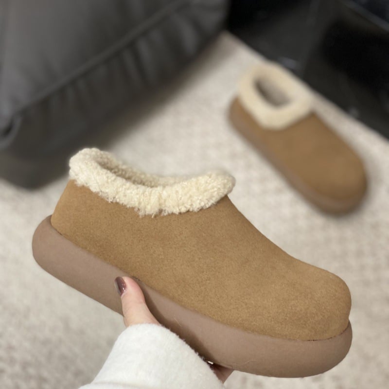 Sieviešu ziemas slip-on zābaki ar vilnas iekšpusi, ūdensdroši, pretslīdešana, ar bieza gumijas zoli