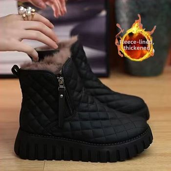 Dámske snehové čižmy, podšívka z umelej kožušiny, gumová podrážka, nízky vrchný diel, stredný podpätok 3-5 cm