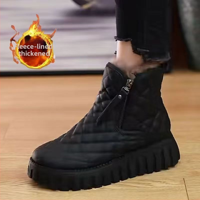 Dámske snehové čižmy, podšívka z umelej kožušiny, gumová podrážka, nízky vrchný diel, stredný podpätok 3-5 cm