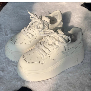 Ženske platforme tenisice s debelim potplatom, zaobljeni vrh, PU gornji dio, vezanje, gumeni potplat