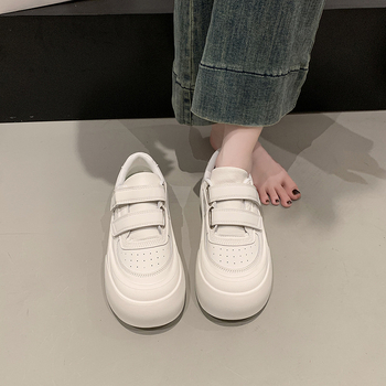 Platformske tenisice za žene s debelim potplatom, Velcro zatvarač, gumeni đon, PU gornji dio, zaobljeni nos