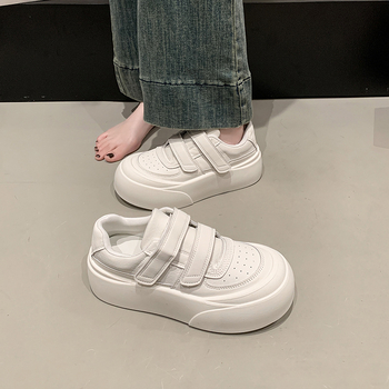 Platformske tenisice za žene s debelim potplatom, Velcro zatvarač, gumeni đon, PU gornji dio, zaobljeni nos