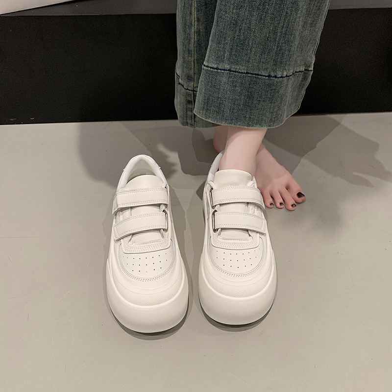 Platformske tenisice za žene s debelim potplatom, Velcro zatvarač, gumeni đon, PU gornji dio, zaobljeni nos