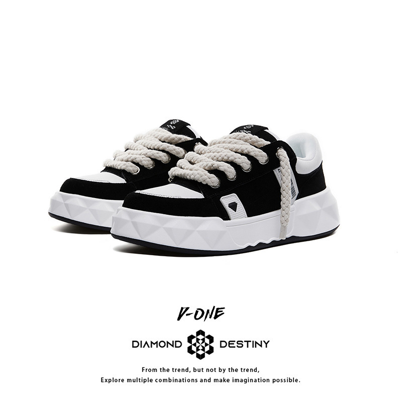 Unisex tenisice s debelim potplatom, kožni gornji dio, gumena potplata, srednje visine 3–7 cm, vezanje šnalama, EVA uložak