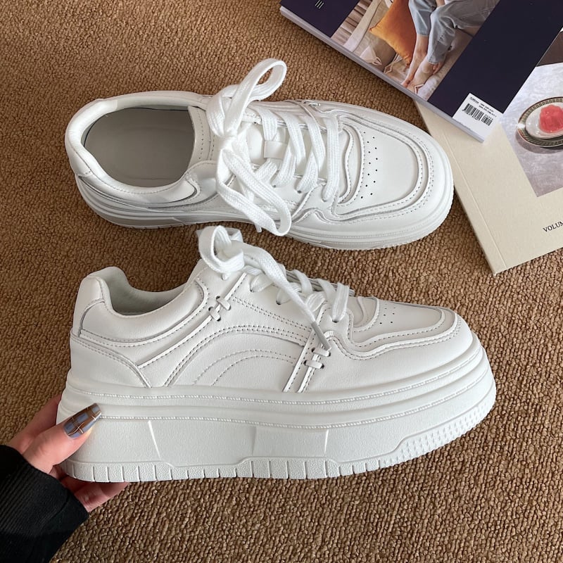 Ženske vintage casual tenisice s debelim potplatom, PU gornji dio, gumena potplata, niski gornji dio, sve sezone, PU ulošak