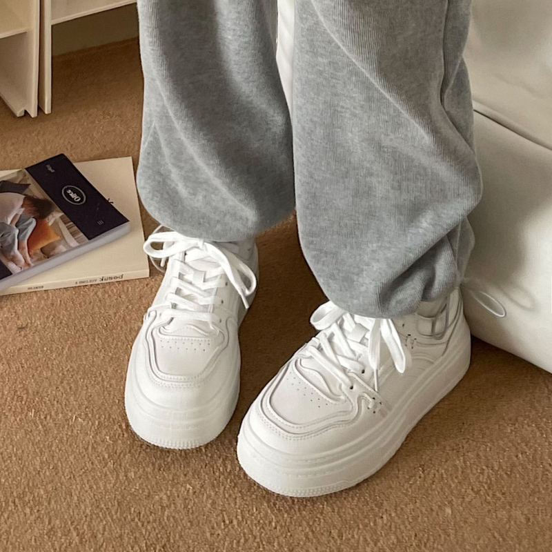 Ženske vintage casual tenisice s debelim potplatom, PU gornji dio, gumena potplata, niski gornji dio, sve sezone, PU ulošak