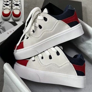 Unisex tenisice za skateboard u korejskom stilu, gornji dio od prave kože, gumeni potplat, mrežasta unutrašnjost, zaobljena špička