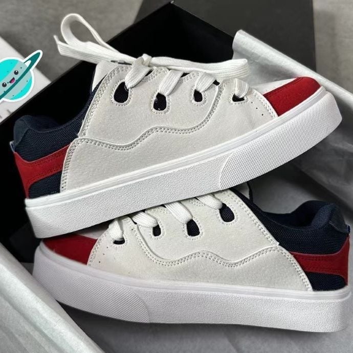 Unisex tenisice za skateboard u korejskom stilu, gornji dio od prave kože, gumeni potplat, mrežasta unutrašnjost, zaobljena špička
