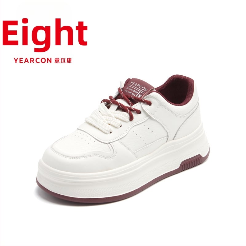 Yierkan ženske casual tenisice, okrugli vrh prsta, gornji dio od kože i sintetičke kože, visina pete 6-8 cm, proljeće