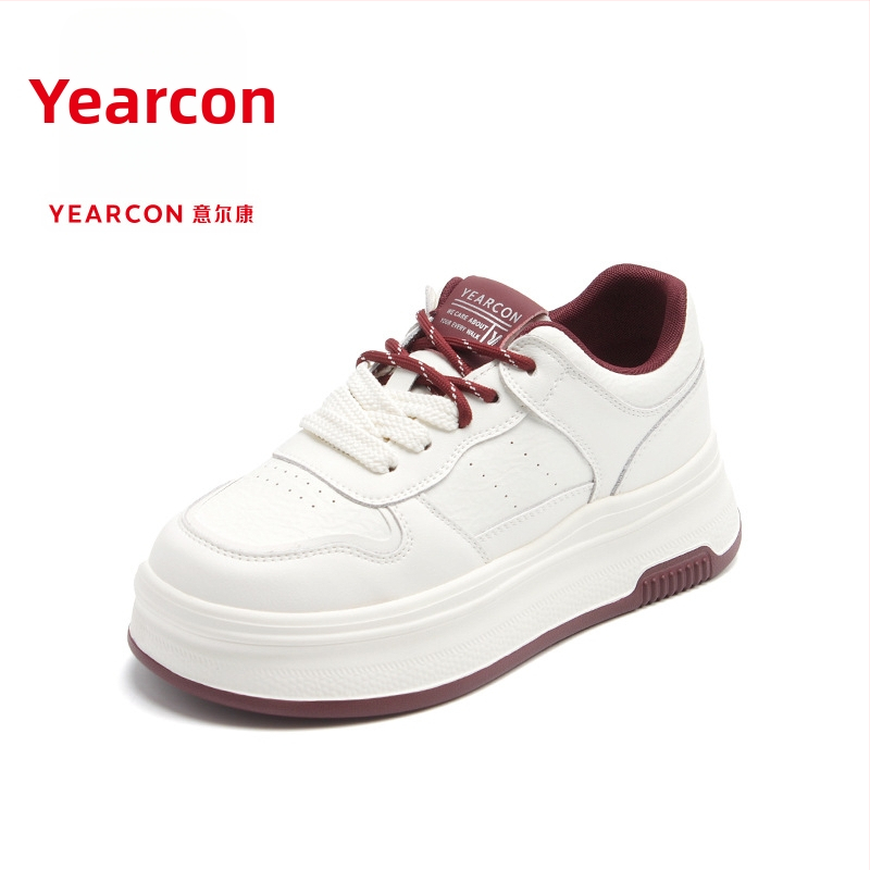 Yierkan ženske casual tenisice, okrugli vrh prsta, gornji dio od kože i sintetičke kože, visina pete 6-8 cm, proljeće