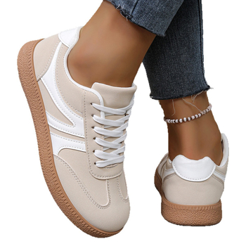 Дамски ежедневни кецове: кръгло носче, PU горна част, ниска пета 1-3 см, гумена подметка, предно връзване (2025 модел)