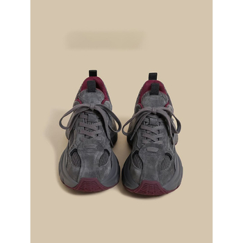 Обувки с дебела подметка стил dad shoes, висока горна част, връзки, гумирана подметка, PU стелка