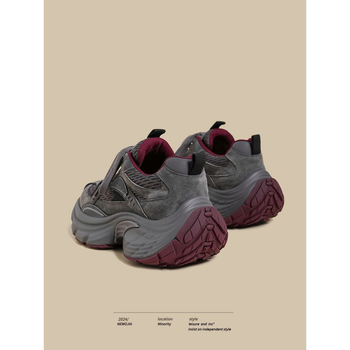 Обувки с дебела подметка стил dad shoes, висока горна част, връзки, гумирана подметка, PU стелка