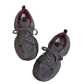 Обувки с дебела подметка стил dad shoes, висока горна част, връзки, гумирана подметка, PU стелка