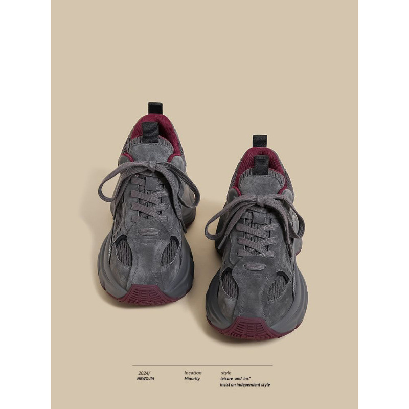 Обувки с дебела подметка стил dad shoes, висока горна част, връзки, гумирана подметка, PU стелка