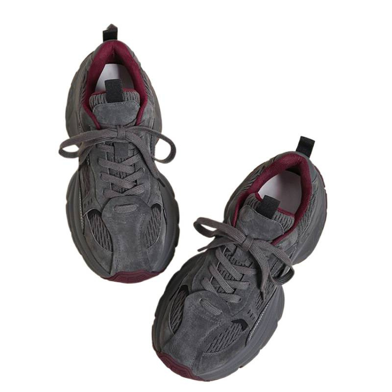 Обувки с дебела подметка стил dad shoes, висока горна част, връзки, гумирана подметка, PU стелка