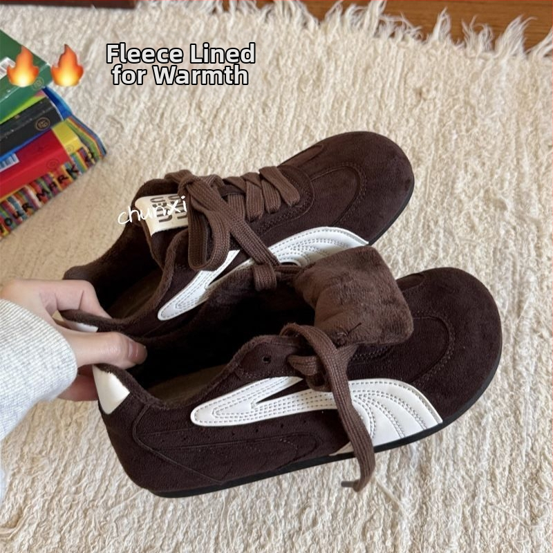 Unisex zimné casual tenisky z velúru, štvorcová špička, nízky vršok, šnúrky, podrážka z injektovanej gumy, teplé bavlnené vnútro