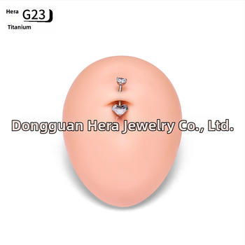 Pupočníkový prsteň, srdcového tvaru dizajn, G23 titanová zliatina, zlaté inlay povrch, zirkónové kryštály, unisex, elegantný piercing šperky