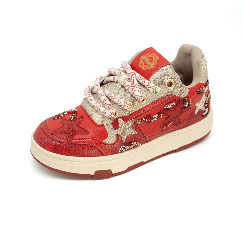 Унисекс маратонки с горна част от синтетична кожа, гумена подметка, средна височина на обувката 3–7 см, пуск през пролетта на 2025 г.