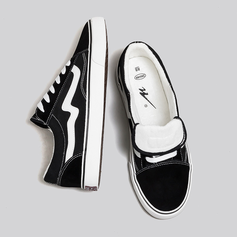 Pantofi din pânză pentru bărbați și femei, talpă din cauciuc, talpă vulcanizată, partea superioară din pânză, căptușeală din lână sintetică scurtă, iarnă, închidere cu șireturi, stil tineresc