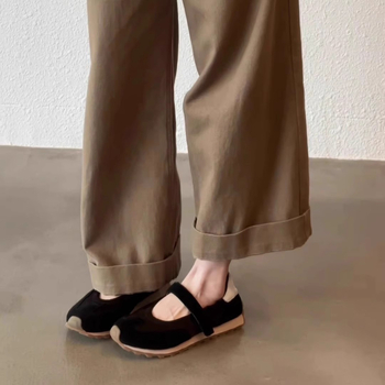 Forrest Gump Mary Jane обувки, суедова горна част, Velcro закопчаване, кръгъл нос, нисък ток, дебела подметка