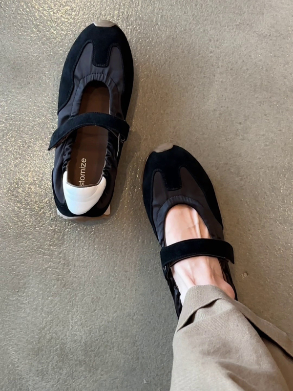 Forrest Gump Mary Jane обувки, суедова горна част, Velcro закопчаване, кръгъл нос, нисък ток, дебела подметка