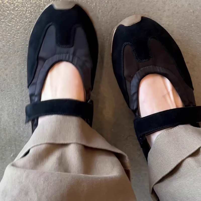 Forrest Gump Mary Jane обувки, суедова горна част, Velcro закопчаване, кръгъл нос, нисък ток, дебела подметка