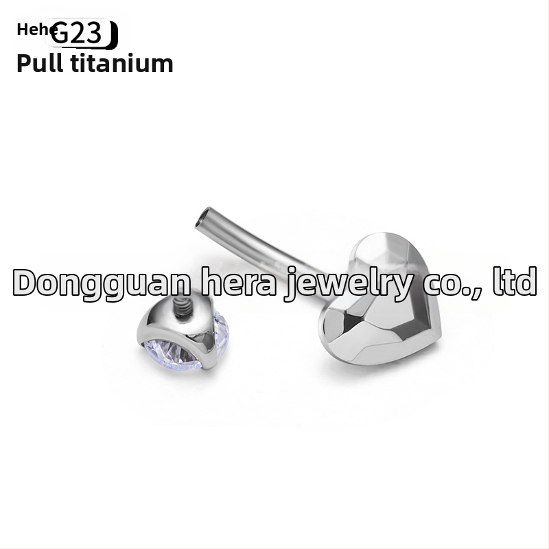 Sirds formas nabas pīrsings no titāna sakaļķa G23, ar cirkoniem, zelta ielikums, unisex elegants rotaslietas