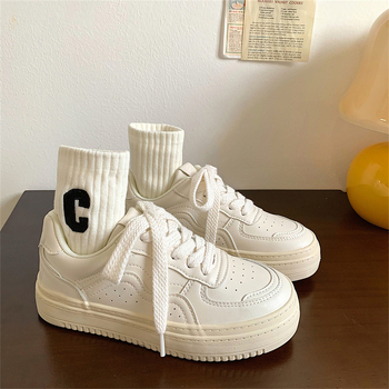 Pantofi sport casual pentru femei, stil coreean, PU partea superioară, talpă din cauciuc, vârf rotund, înălțime toc 3-5 cm