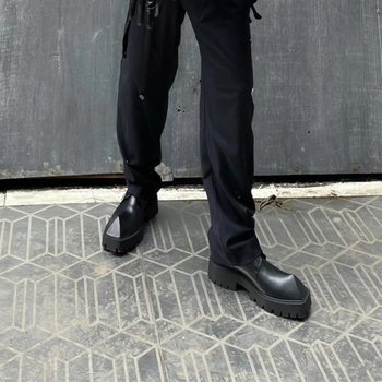 Unisex mikrošķiedras Derby kurpes ar asu purnu, muffin papēdis, papēža augstums 3–5 cm, šņorēšana