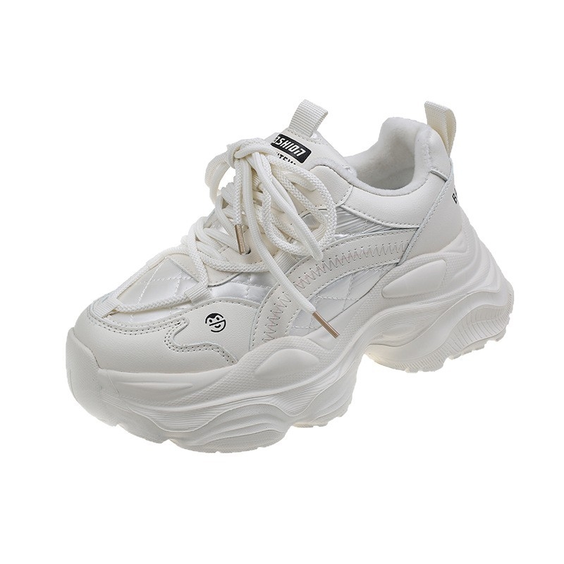 Adidași sport din plasă pentru femei, respirabili, talpă groasă pentru creșterea înălțimii, închidere cu șireturi în față