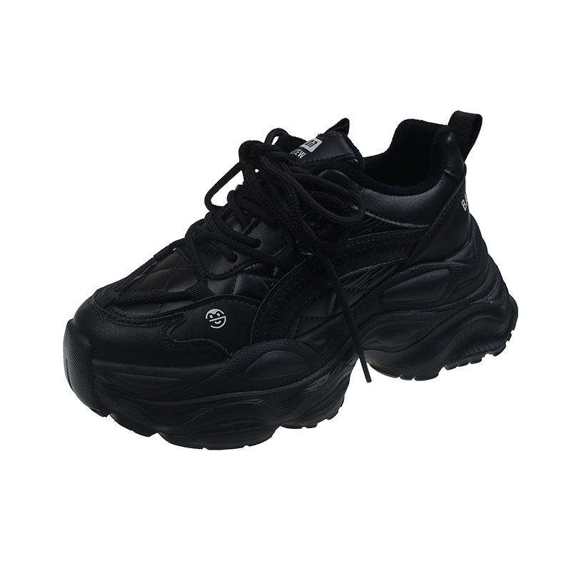 Adidași sport din plasă pentru femei, respirabili, talpă groasă pentru creșterea înălțimii, închidere cu șireturi în față