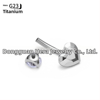 G23 titāna sakausējuma sirds formas nabas gredzens ar cirkonu, zelta ieklājumi, universal elegants ķermeņa pīrsinga juvelierizstrādājums