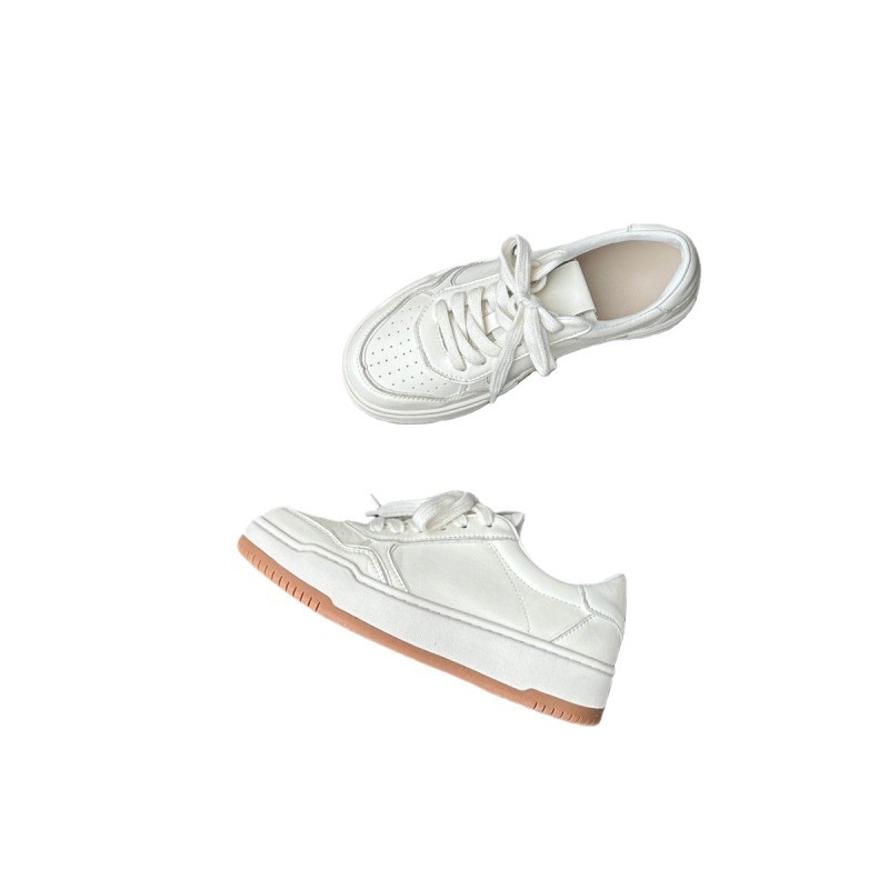 Ženske kožne tenisice – okrugli vrh, vezanje, niski gornji dio, gumeni đon, visina pete 1-3 cm