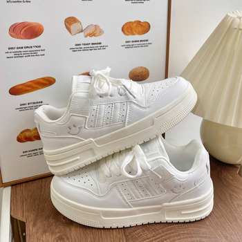 Pantofi sport unisex, stil casual, talpă groasă, partea superioară din piele sintetică, talpă din cauciuc, închidere cu șireturi, vârf rotund