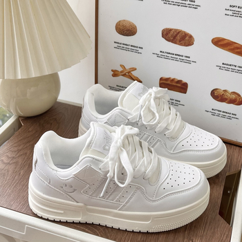 Pantofi sport unisex, stil casual, talpă groasă, partea superioară din piele sintetică, talpă din cauciuc, închidere cu șireturi, vârf rotund