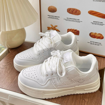 Pantofi sport unisex, stil casual, talpă groasă, partea superioară din piele sintetică, talpă din cauciuc, închidere cu șireturi, vârf rotund