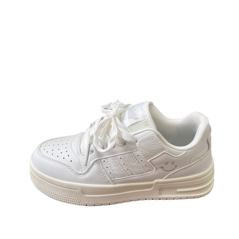 Pantofi sport unisex, stil casual, talpă groasă, partea superioară din piele sintetică, talpă din cauciuc, închidere cu șireturi, vârf rotund