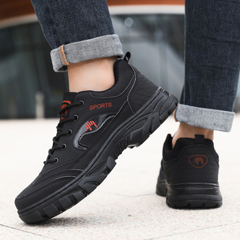 Pantofi de drumeție pentru bărbați, toate sezoanele - model color-block, partea superioară din țesătură compozită, talpă PU, închidere cu șireturi