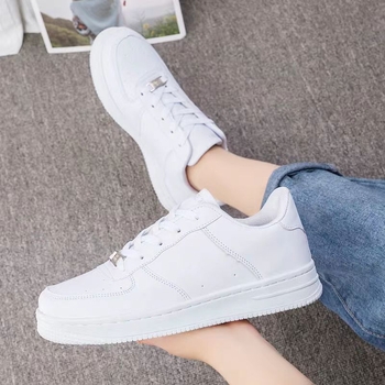 Pantofi sport casual unisex, partea superioară din piele, branț EVA, talpă din plastic, șiret, cu profil redus