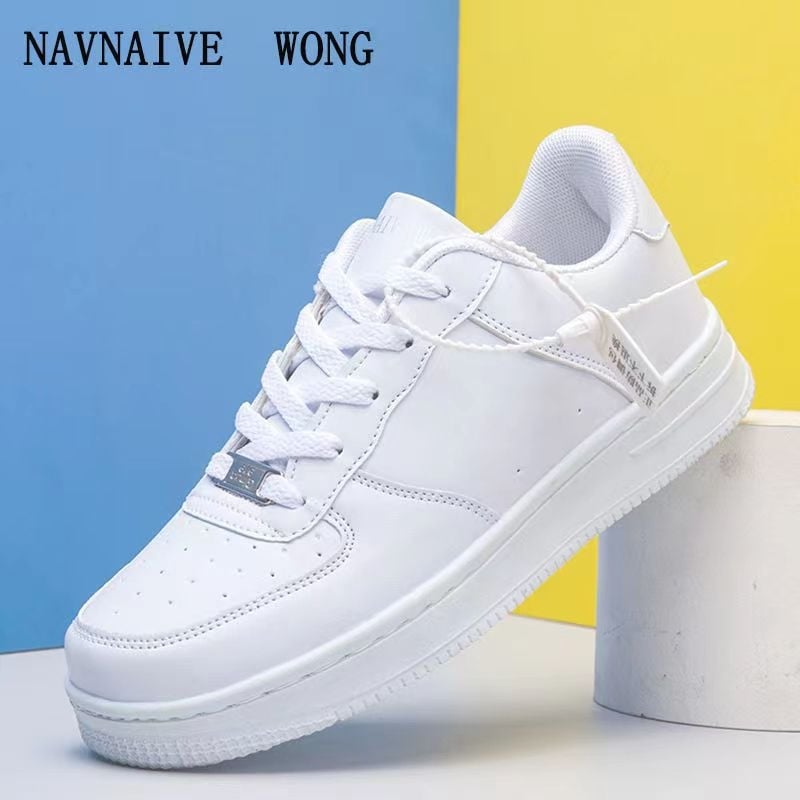 Pantofi sport casual unisex, partea superioară din piele, branț EVA, talpă din plastic, șiret, cu profil redus