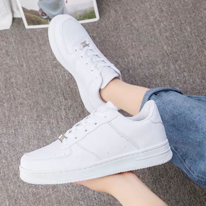 Pantofi sport casual unisex, partea superioară din piele, branț EVA, talpă din plastic, șiret, cu profil redus