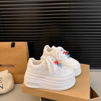 Ženske tenisice s platformom, svakodnevni casual stil, PU gornji dio, zaobljeni nos, gumena potplat, prozračnost