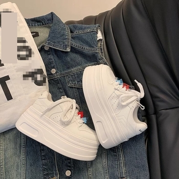 Ženske tenisice s platformom, svakodnevni casual stil, PU gornji dio, zaobljeni nos, gumena potplat, prozračnost